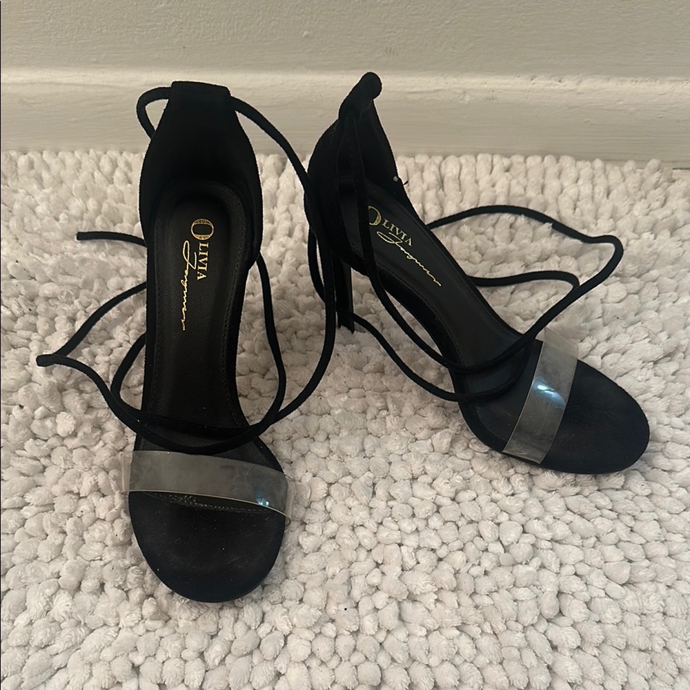 Black and Clear Strappy Heels